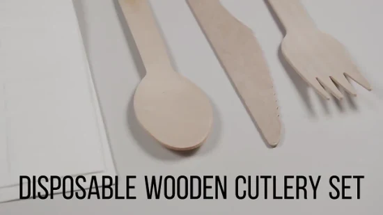 Colher de garfo de faca de madeira descartável personalizada de fábrica ecológica
