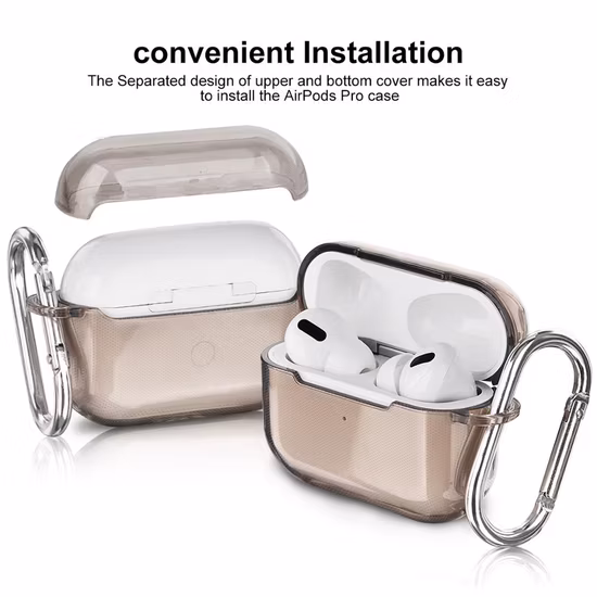Alta qualidade transparente macio tpu capa protetora para apple airpods pro caso air pods caso chaveiro