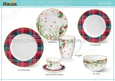 Conjunto de louça de porcelana clássica vermelha Winterberries Dinner Plate